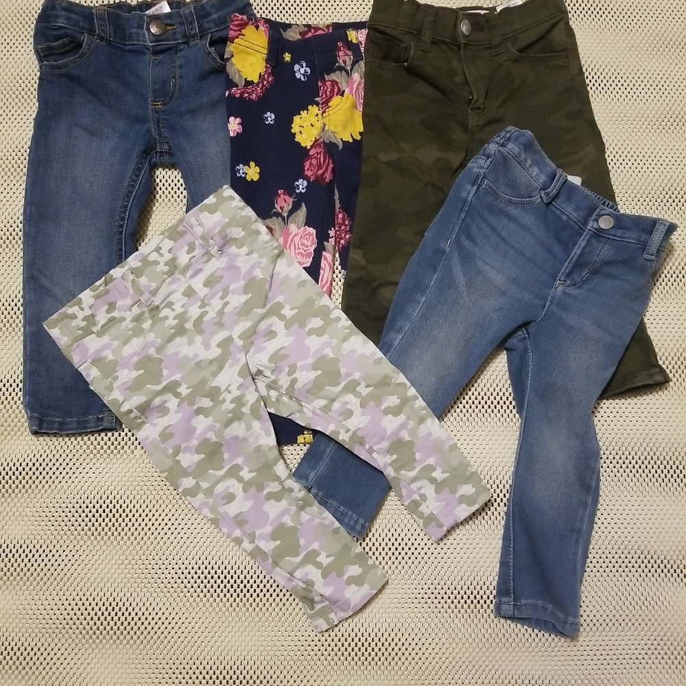 Old navy/garanimals toddler girls 5 piece pants bundle/lot